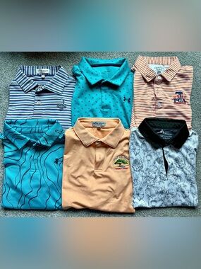 Premium Brand Golf Polo Lot Boys Large - Peter Millar, Boston Scott, UA & Garb